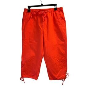 Allison Brittany Crop Pants Size 10 Coral Drawstring Waist and Leg Detail